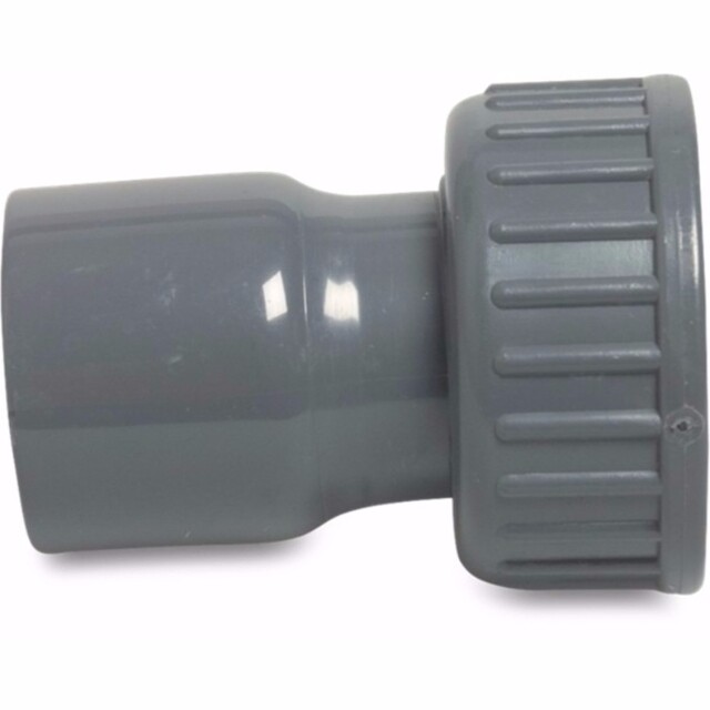 Product image 1 of Mega 2/3 koppeling handgevormd PVC-U 75 mm x 2 1/2" lijmmof x wartel binnendraad 6bar grijs