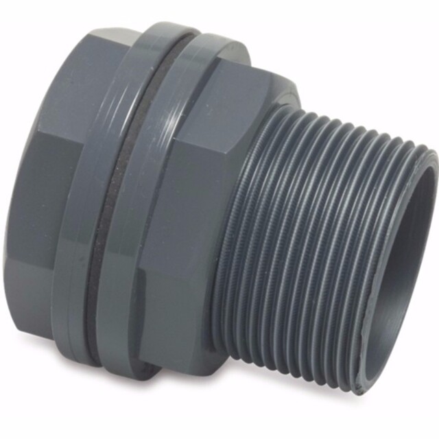 Product image 1 of Mega Doorvoer PVC-U 40 mm x 1 1/2" lijmmof x buitendraad 10bar grijs