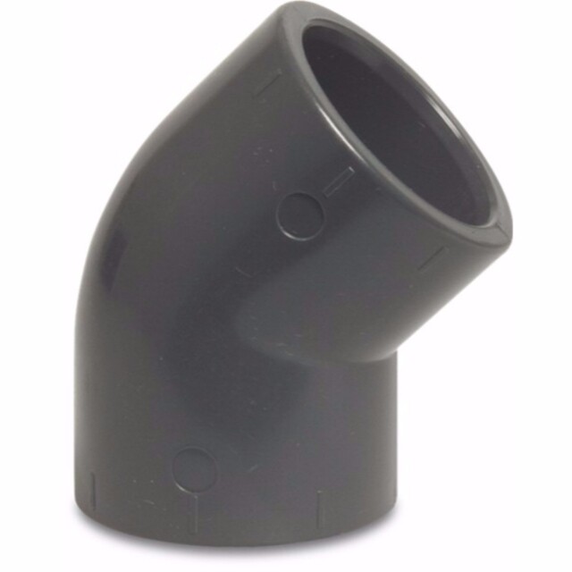 Product image 1 of Hydro-S Knie 45° PVC-U 200 mm lijmmof 10bar grijs