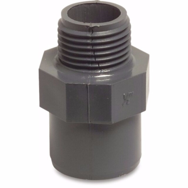 Product image 1 of Mega Puntstuk PVC-U 1" x 1" imperial lijmmof x buitendraad 10bar grijs