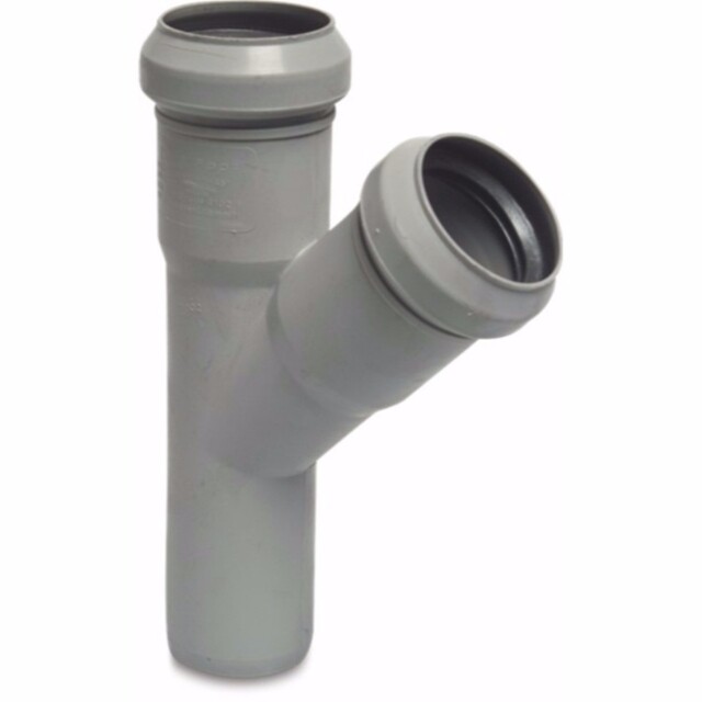 Product image 1 of T-stuk 45° PP 110 mm manchet x manchet x spie grijs