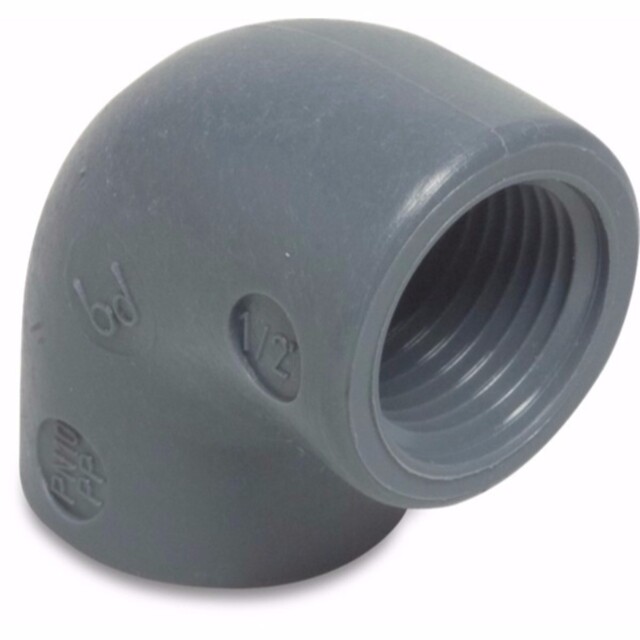 Product image 1 of Knie 90° PP 1 1/4" binnendraad 10bar grijs