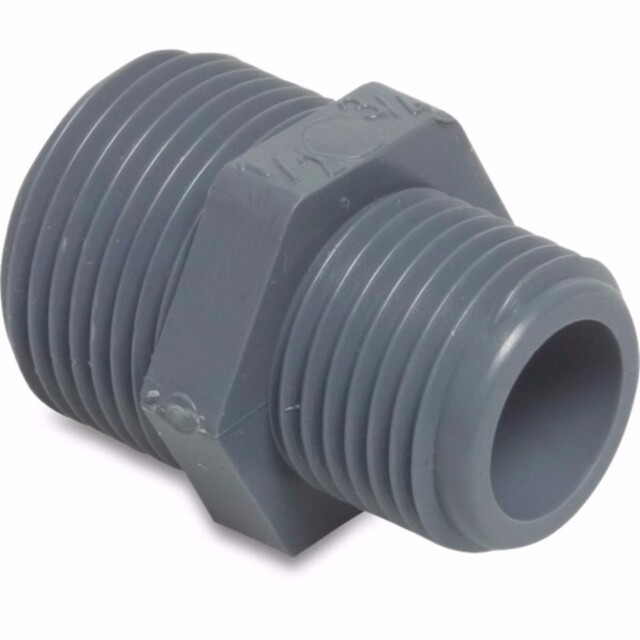 Product image 1 of Verloopnippel PP 1 1/2" x 1 1/4" buitendraad 10bar grijs