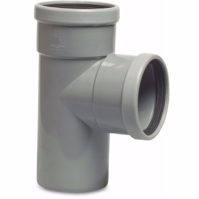 Product image 1 of T-stuk 87° PVC-U 125 mm  SN4 manchet x manchet x spie grijs KOMO/BENOR