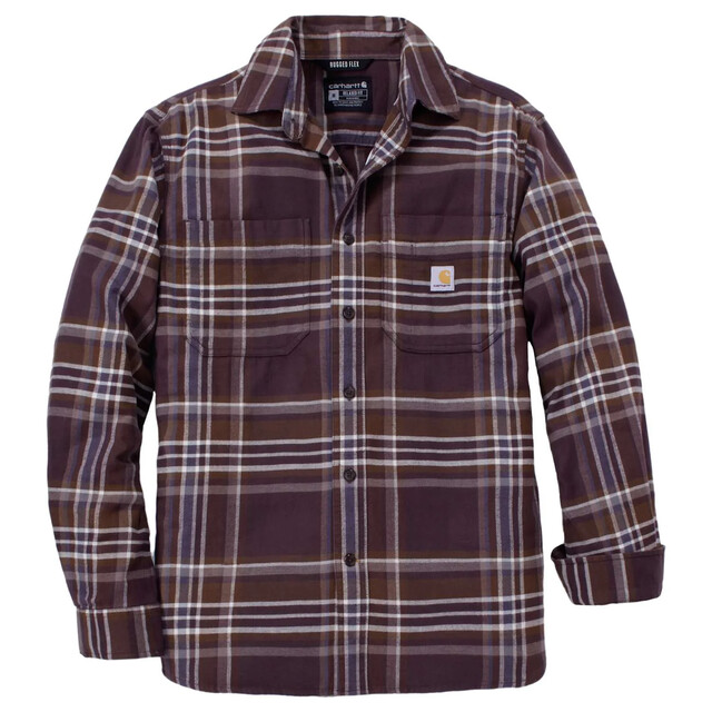 Product image 1 of Carhartt Tw5945 Rlxdft Mw Flnl Pld Shrt Dark Sepia L