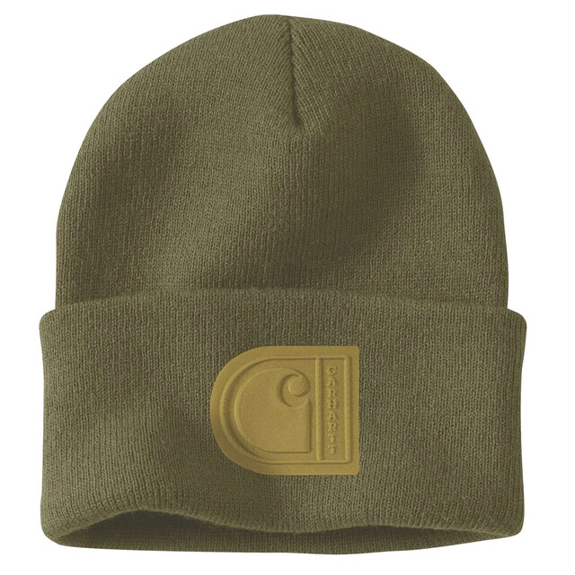 Product image 1 of Carhartt Ah7190 M Knit Cuffed C Patch Beanie Dark Bronzed Green Os
