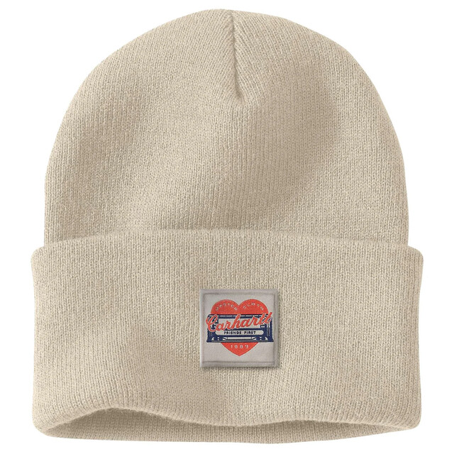 Product image 1 of Carhartt Ah7409 W Knt Hrt Ptch Beanie Oat Milk Os