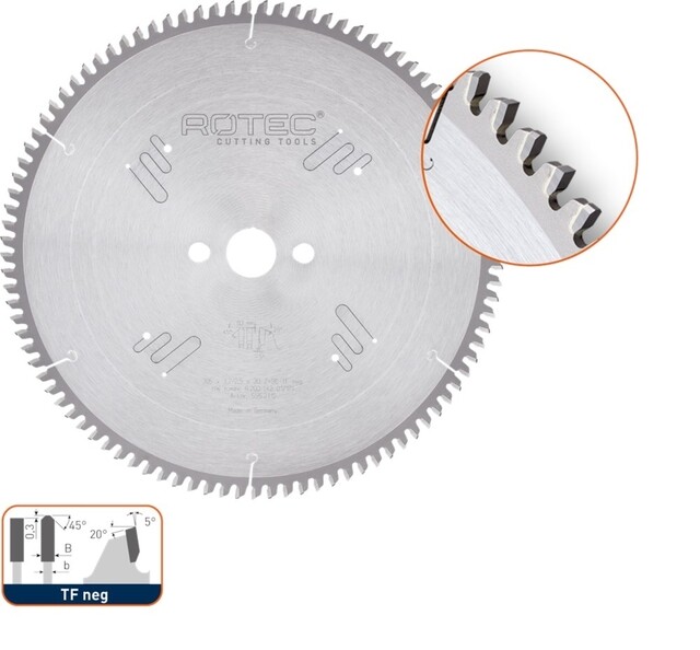 Product image 1 of ROTEC Hm Zaagblad Voor Nf-Metalen, Ø250x2,8X30 Z=80 Tf Neg - p/st