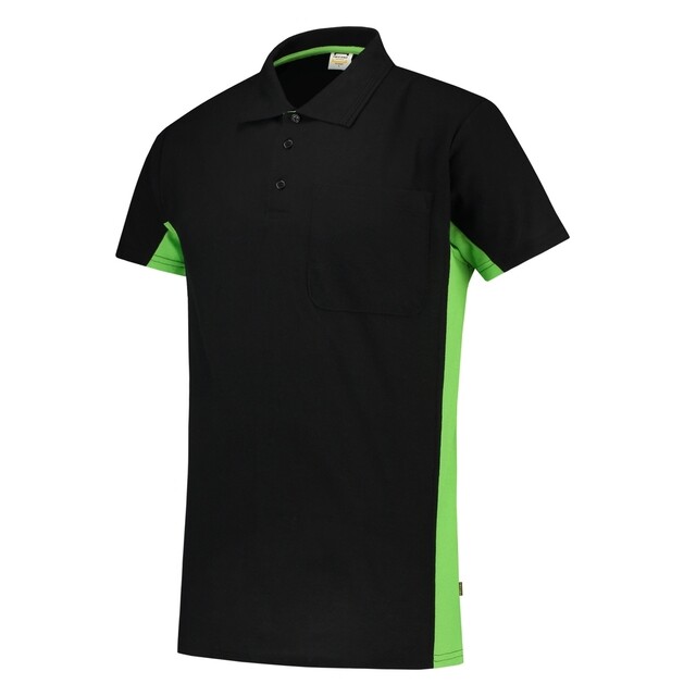 Product image 1 of Tricorp Poloshirt Bicolor Borstzak Blacklime 202002 XS