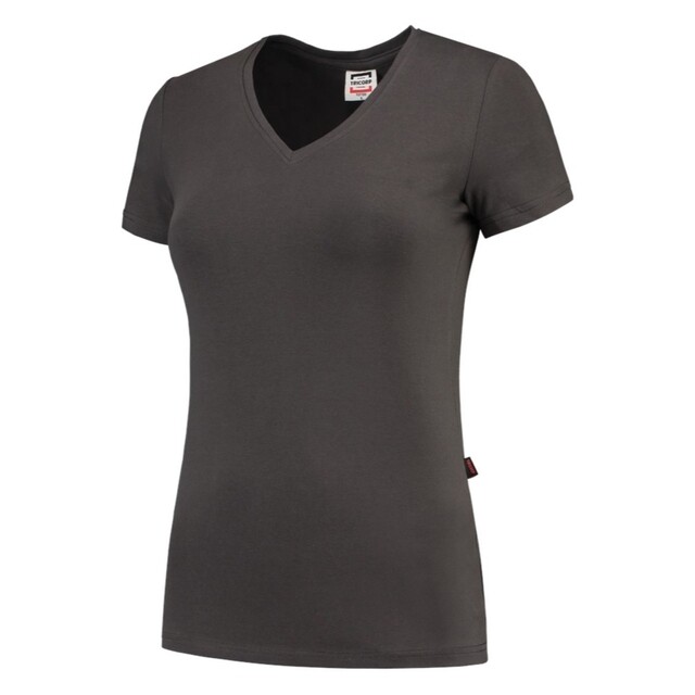 Product image 1 of Tricorp Dames T-Shirt Casual 101008 190gr Slim Fit V-Hals Donkergrijs Maat M