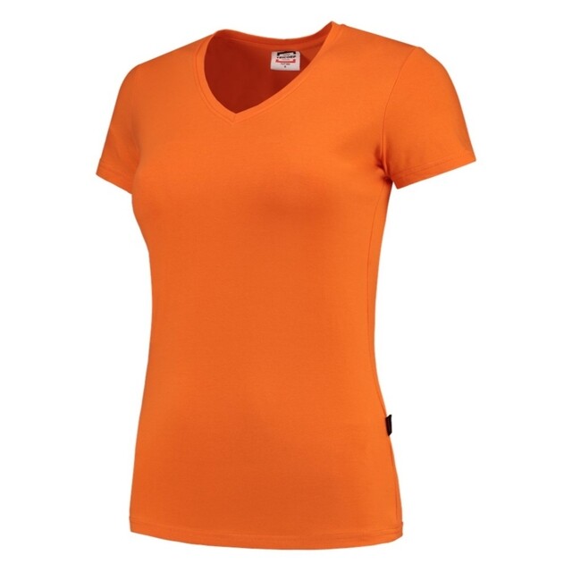 Product image 1 of Tricorp Dames T-Shirt Casual 101008 190gr Slim Fit V-Hals Oranje Maat XS