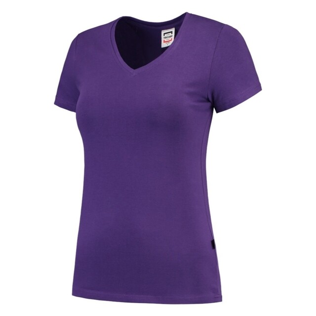 Product image 1 of Tricorp Dames T-Shirt Casual 101008 190gr Slim Fit V-Hals Paars Maat XS