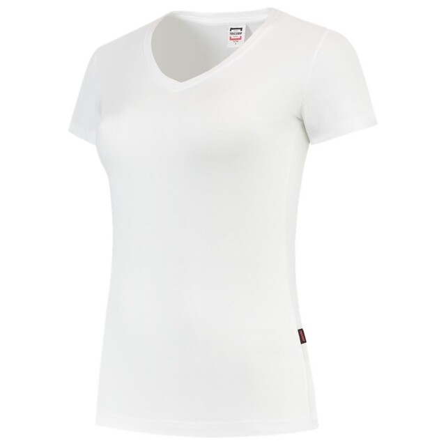 Product image 1 of Tricorp Dames T-Shirt Casual 101008 190gr Slim Fit V-Hals Wit Maat 2XL