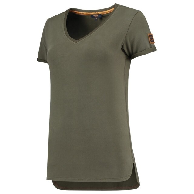 Product image 1 of Tricorp Dames T-Shirt Premium 104006 180gr Slim Fit V-Hals Army Maat XL