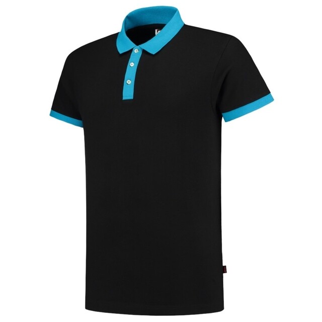 Product image 1 of Tricorp Poloshirt Casual 201002 210gr Slim Fit Zwart/Turquoise Maat 3XL