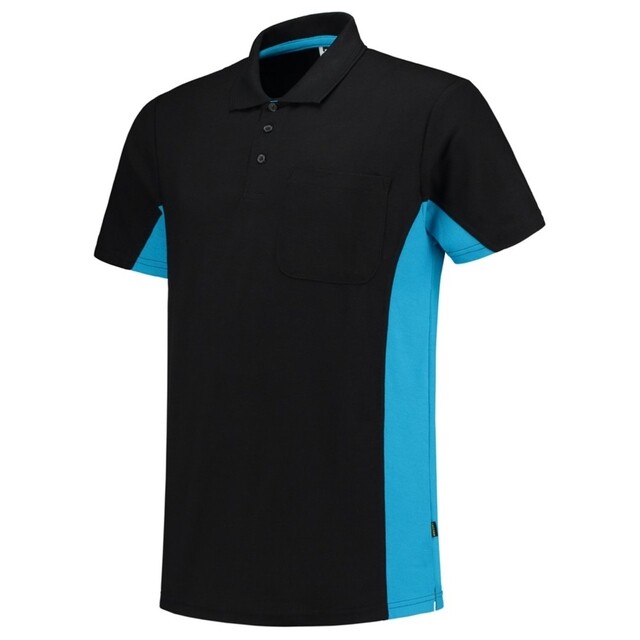 Product image 1 of Tricorp Poloshirt Workwear 202002 180gr Zwart/Turquoise Maat 3XL