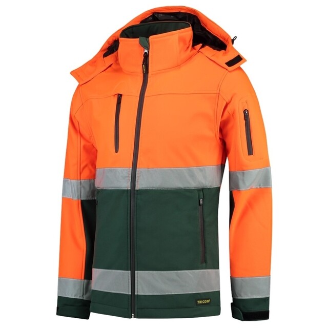 Product image 1 of Tricorp Hi-Vis Softshell Jas 403007 Oranje Groen Maat 3XL