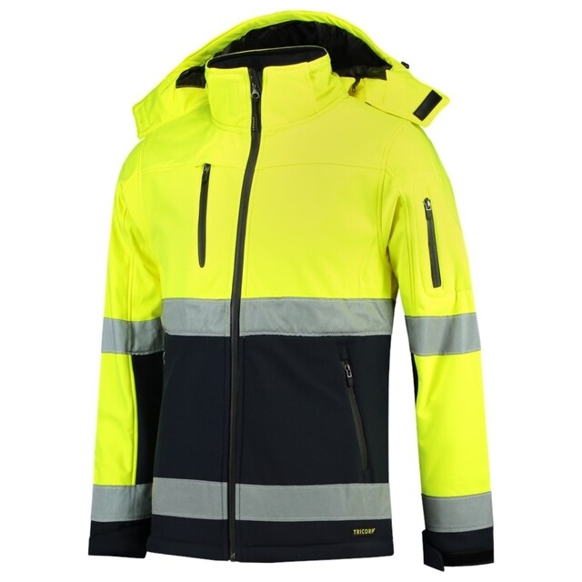 Product image 1 of Tricorp Hi-Vis Softshell Jas 403007 Geel Marine Maat 3XL