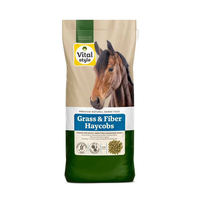 Product image 1 of VITALstyle Paarden Ruwvoermix Grass & Fiber Haycobs - 15 kg