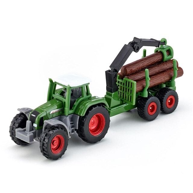 Product image 1 of Siku 1645 - Fendt Tractor met Bos - Aanhangwagen 1:87