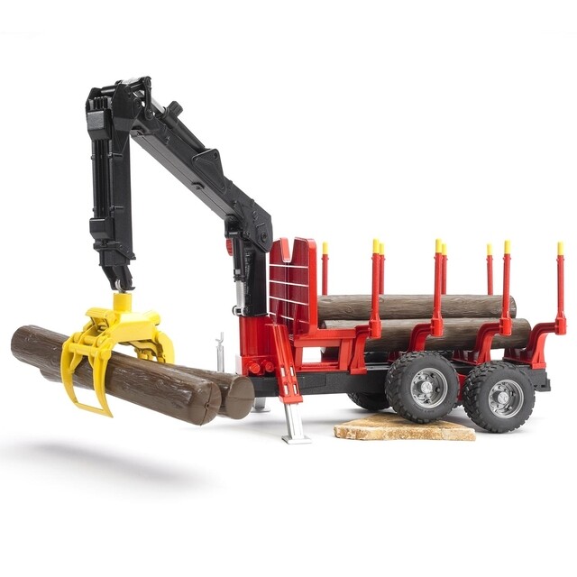 Product image 1 of Bruder 02252 - Bomentransportwagen met Kraan en 4 Boomstammen 1:16