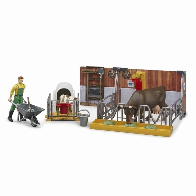 Product image 1 of Bruder Koe- En Kalfstal Met Boer 1:16