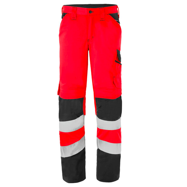 Product image 1 of HaVeP Werkbroek Hi-Vis Rood/Charcoal Maat V24