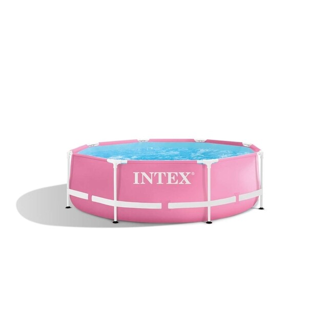 Product image 1 of Intex Roze Metalen Framepoolset 244 cm Incl 12v Filterpomp