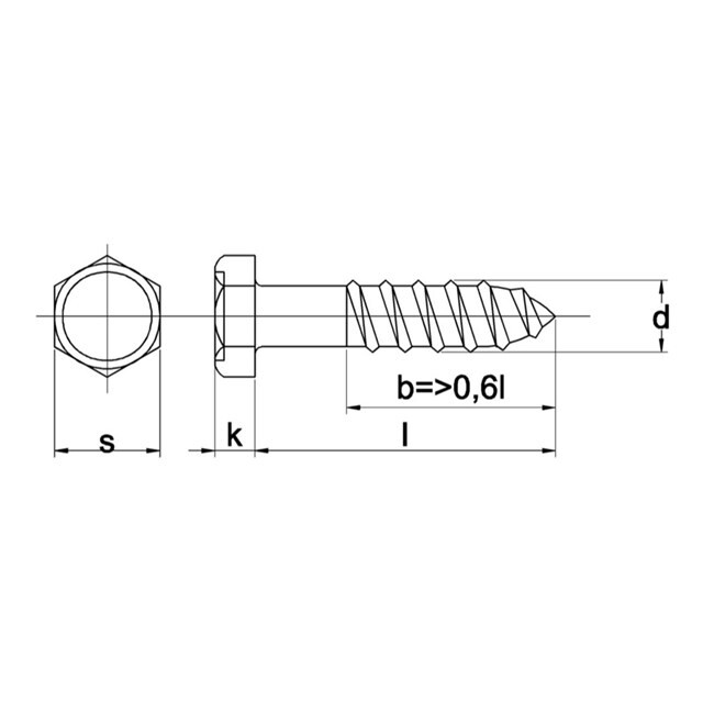 Product image 1 of Houtdraadbout Din 571 4.6 Galv.Verzinkt 6 X 50 - 200