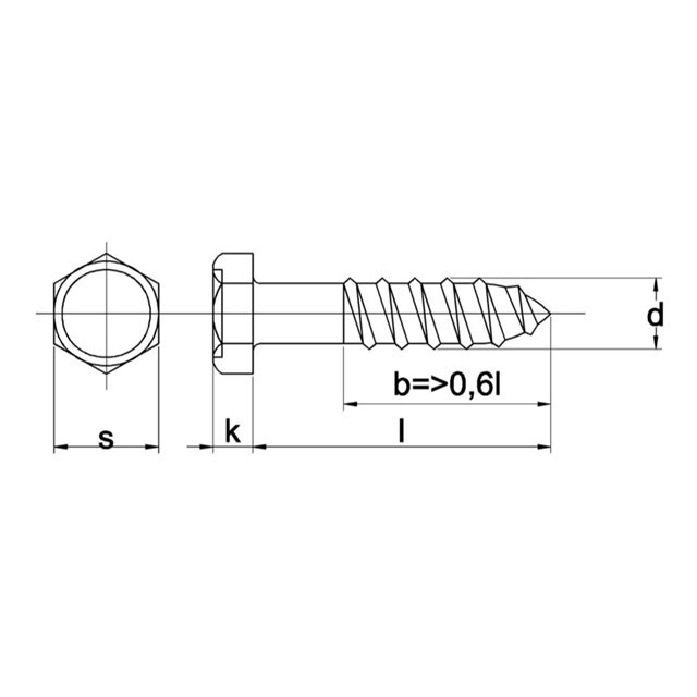 Product image 1 of Houtdraadbout Din 571 Rvs A2 6 X 50 - 200