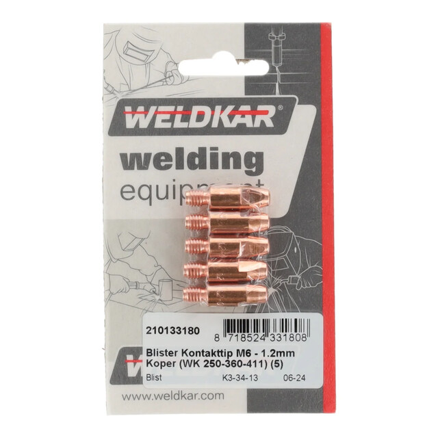 Product image 1 of Weldkar Blister Kontakttip 1.2mm - M6 Koper 250-360-411 (5 stuks)