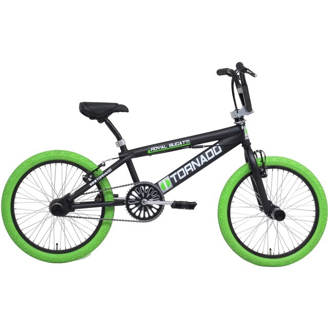 Product image 1 of Tornado Freestyle bike lux mat zwart (limegroene banden)