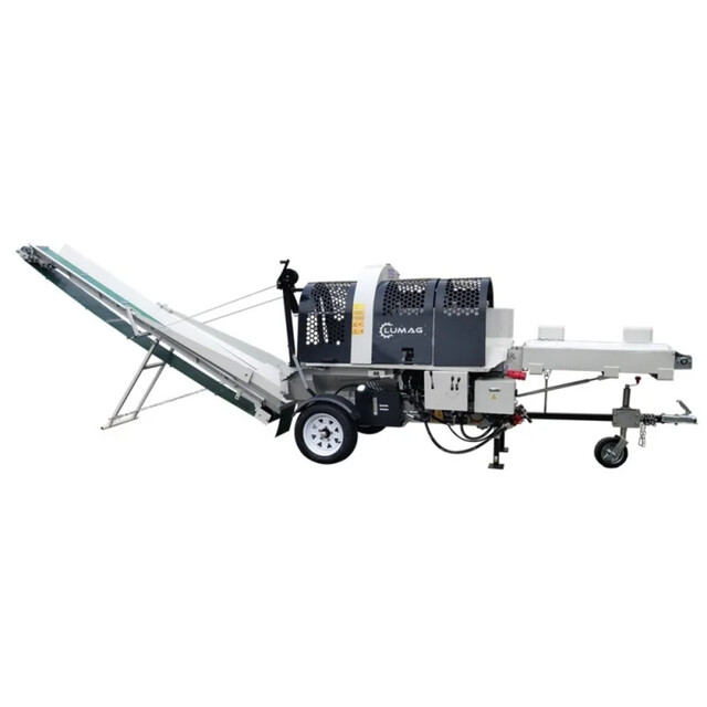 Product image 1 of Lumag Zaagkloofmachine Op Aftakas 400V Hydrkettingzaag Hydraulisch Max Zaaglengte 550mm (Incl. Kettingaangedreven Aanvoerband En Splijtkruis)