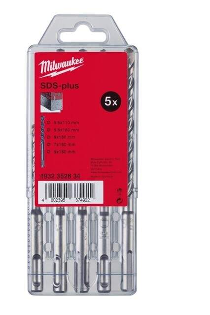 Product image 1 of Milwaukee SDS-PLUS borenset M/2 type 3 (10/12/14/16/20 x 450 mm)