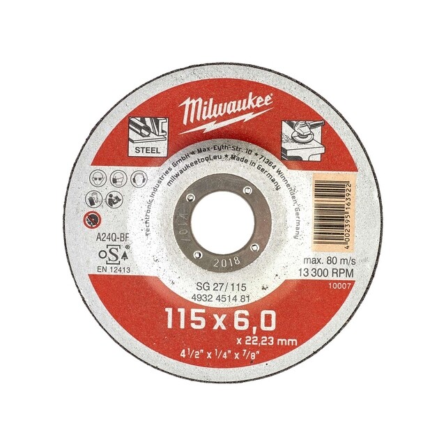 Product image 1 of Milwaukee Afbraamschijf metaal Contractor SG 27 115 x 6 mm (te bestellen per 25)