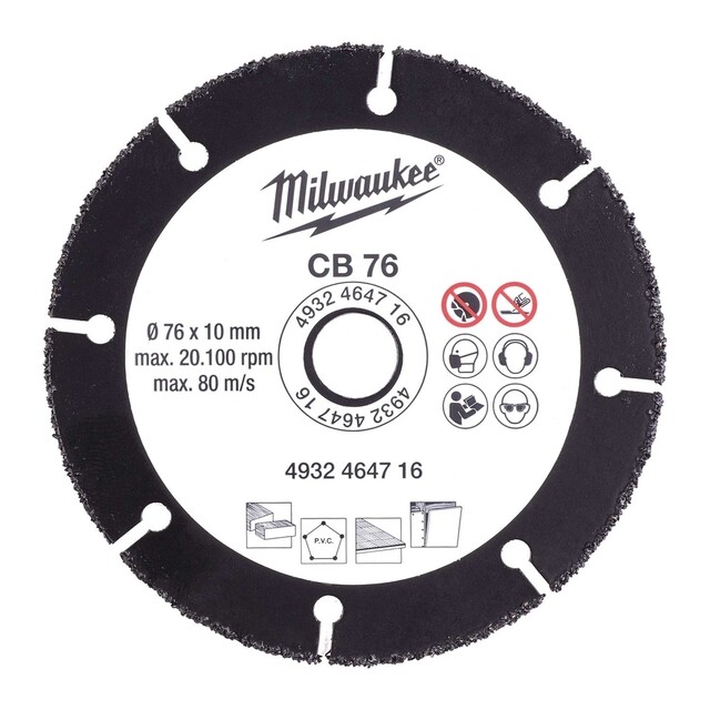 Product image 1 of Milwaukee Doorslijpschijf hout/kunststof/gips Carbide 76 x 1 mm 