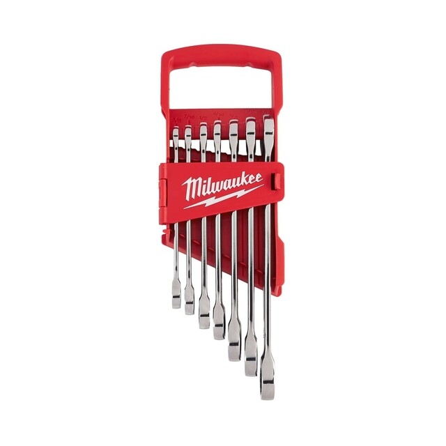 Product image 1 of Milwaukee Ringratel-steeksleutelset MAXBITE  Inch maten (7-delig)
