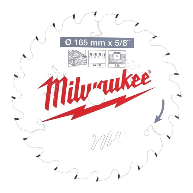 Product image 1 of Milwaukee Cirkelzaagblad hout 165 x 15,87 x 1,6 Thin Kerf ATB 24T +15°