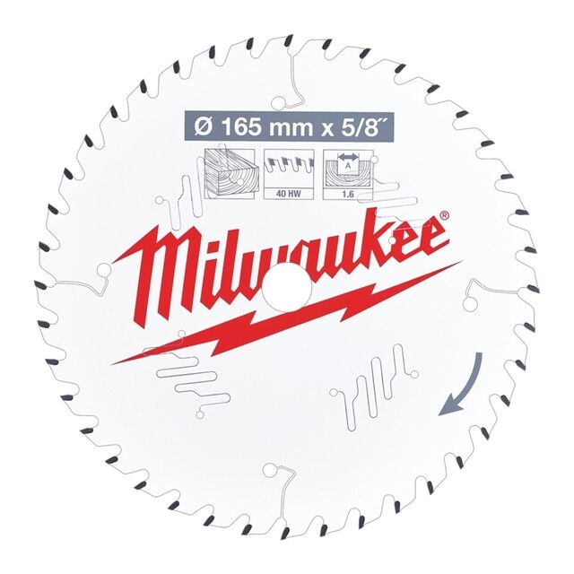 Product image 1 of Milwaukee Cirkelzaagblad hout 165 x 15,87 x 1,6 Thin Kerf ATB 40T +18°
