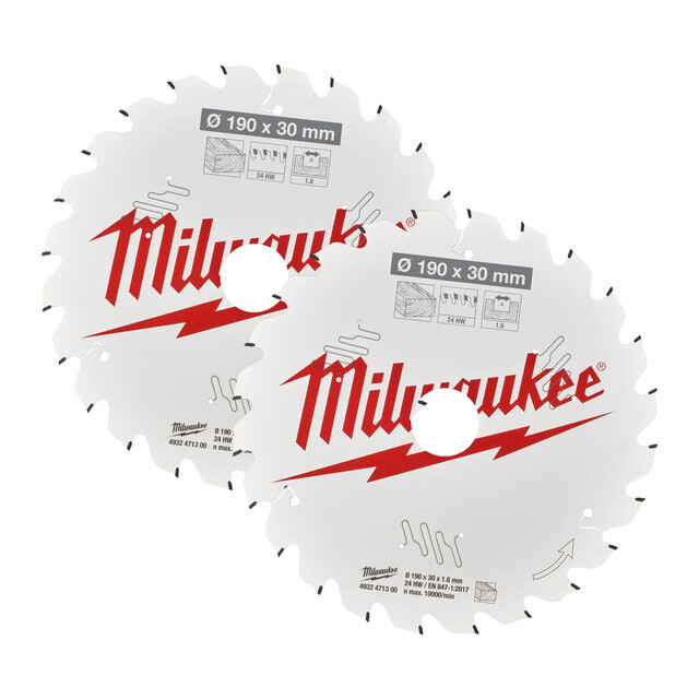 Product image 1 of Milwaukee Cirkelzaagblad hout Twin Pack 190 x 30 mm (2X 4932471300)