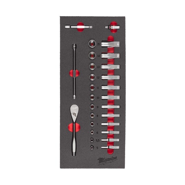 Product image 1 of Milwaukee Foam Inlay doppenset 1/4" Metrisch (28-delig)