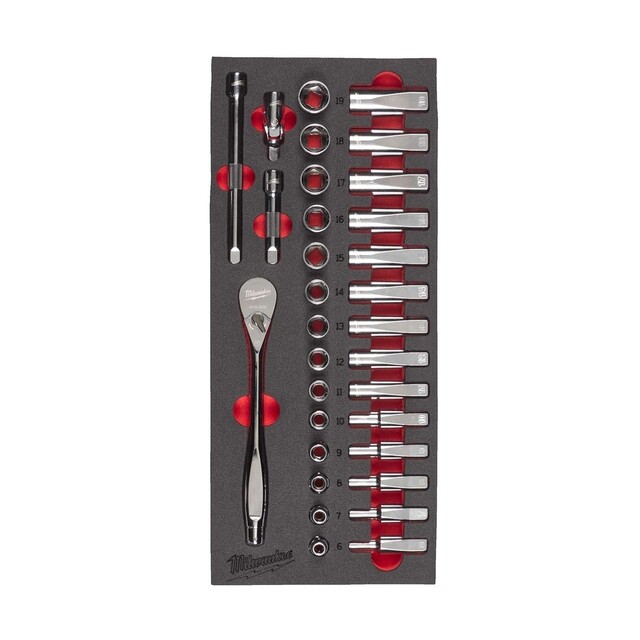 Product image 1 of Milwaukee Foam Inlay doppenset 3/8'' Metrisch (32-delig)
