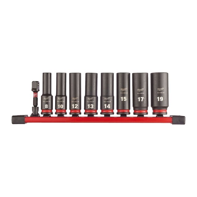 Product image 1 of Milwaukee Doppenset SHOCKWAVE 3/8 lang op rail (9-delig)