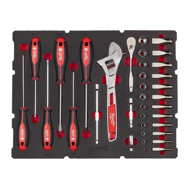 Product image 1 of Milwaukee Foam Inlay doppenset 1/4" Metrisch PACKOUT  (35-delig)