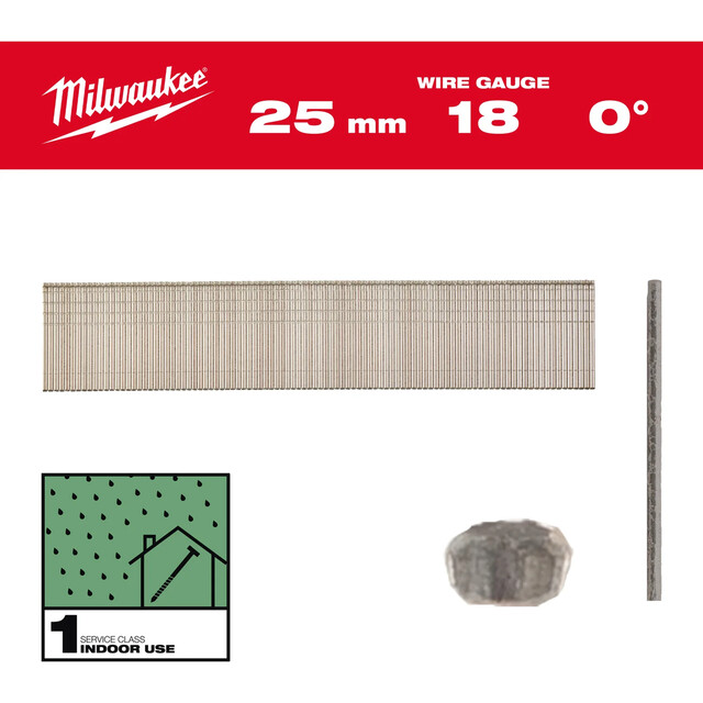 Product image 1 of Milwaukee Brad nagels Gecoat en gegalvaniseerd 18G 25mm SC1 5000 stuks