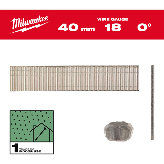 Product image 1 of Milwaukee Brad nagels Gecoat en gegalvaniseerd 18G 40mm SC1 5000 stuks