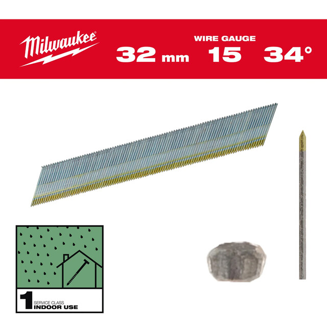 Product image 1 of Milwaukee Afwerkspijker Gegalvaniseerd 15G 34° 32mm SC1 4000 stuks