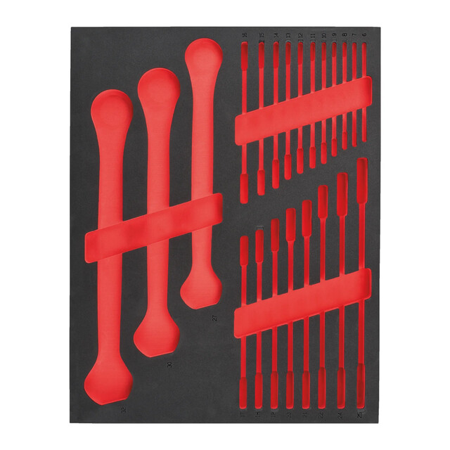 Product image 1 of Milwaukee Lege Foam Inlay ringratel-steeksleutelset MAXBITE  6 mm-32 mm (22-delig)