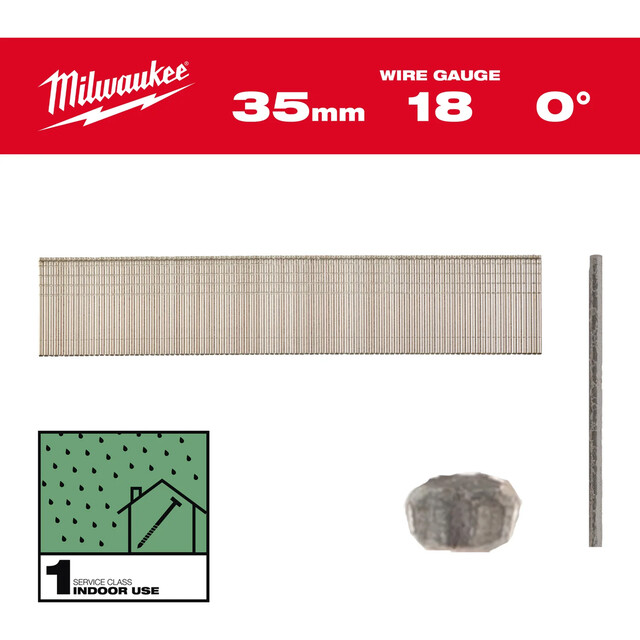 Product image 1 of Milwaukee Brad nagels Gecoat en gegalvaniseerd 18G 35mm SC1 5000 stuks