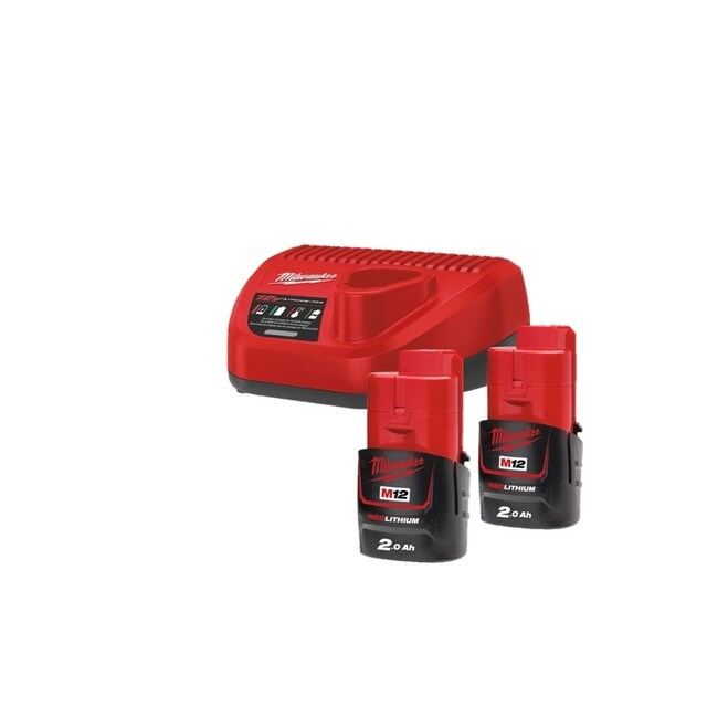 Product image 1 of Milwaukee M12 Nrg Pack, 2 X 2,0 Ah Lader 3a M12 NRG-202